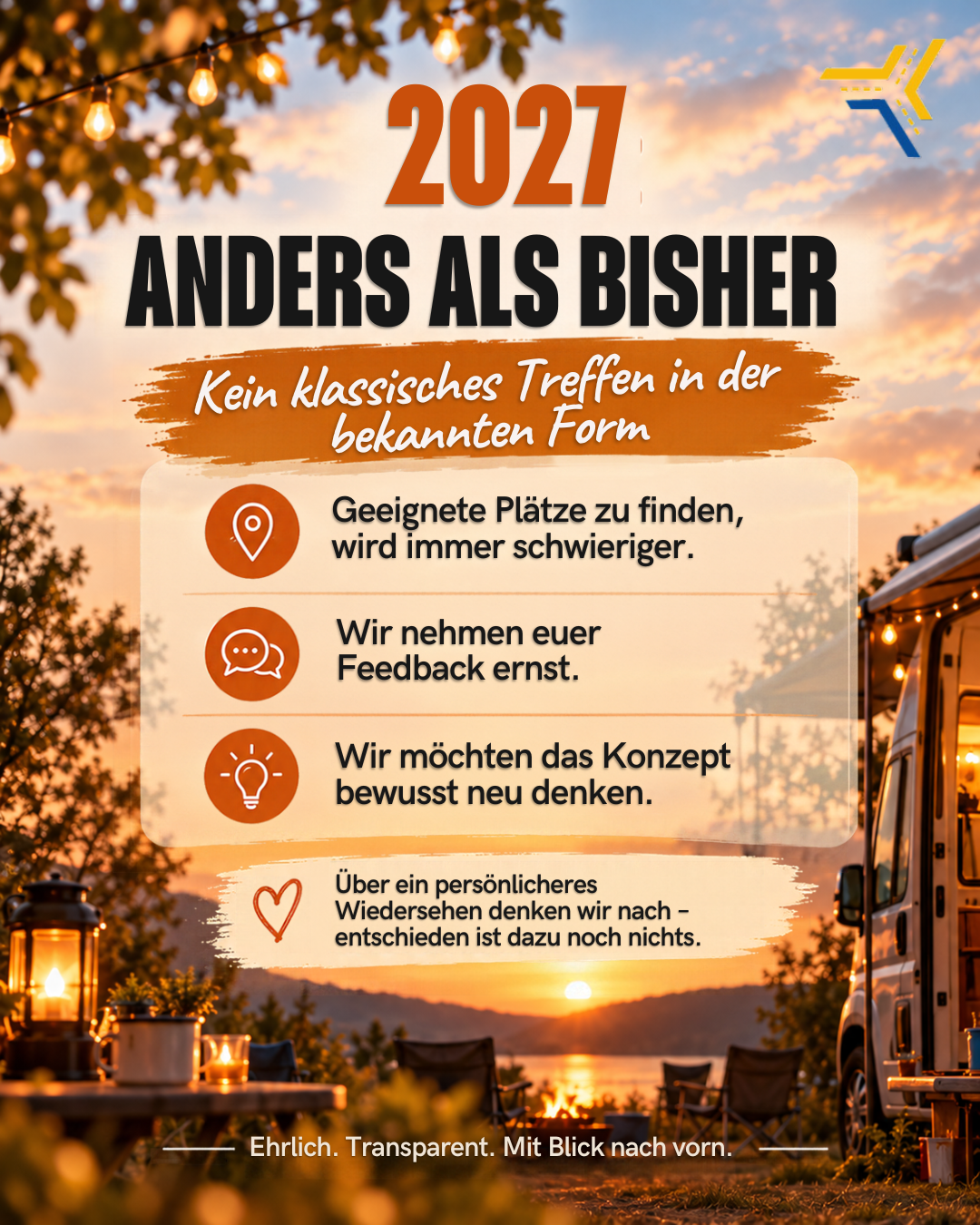 Kastenwagentreffen 2027: kein Treffen in der bisherigen Form; Gründe und mögliche neue Wege