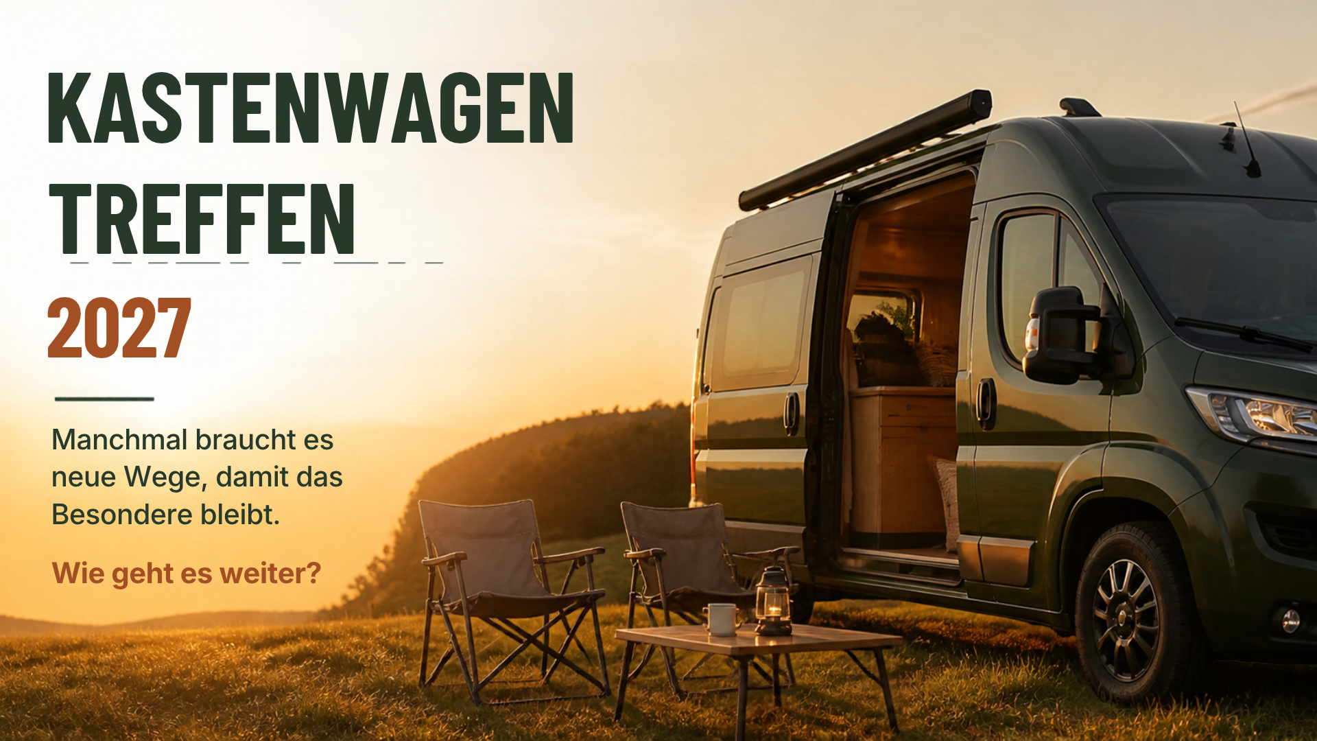 Kastenwagentreffen 2027 – Community-Update mit Kastenwagen am Abend